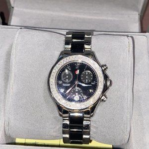 MICHELE Tahitian DIAMOND Chronograph Watch Orig $2100-New Battery